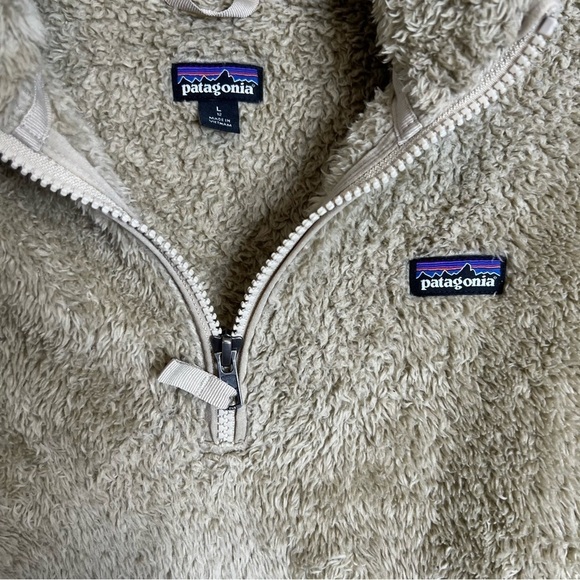 Patagonia Jacket Sweater Los Gatos Large Girls Tan Fleece 1/2 Zip Soft C1 - Picture 2 of 7